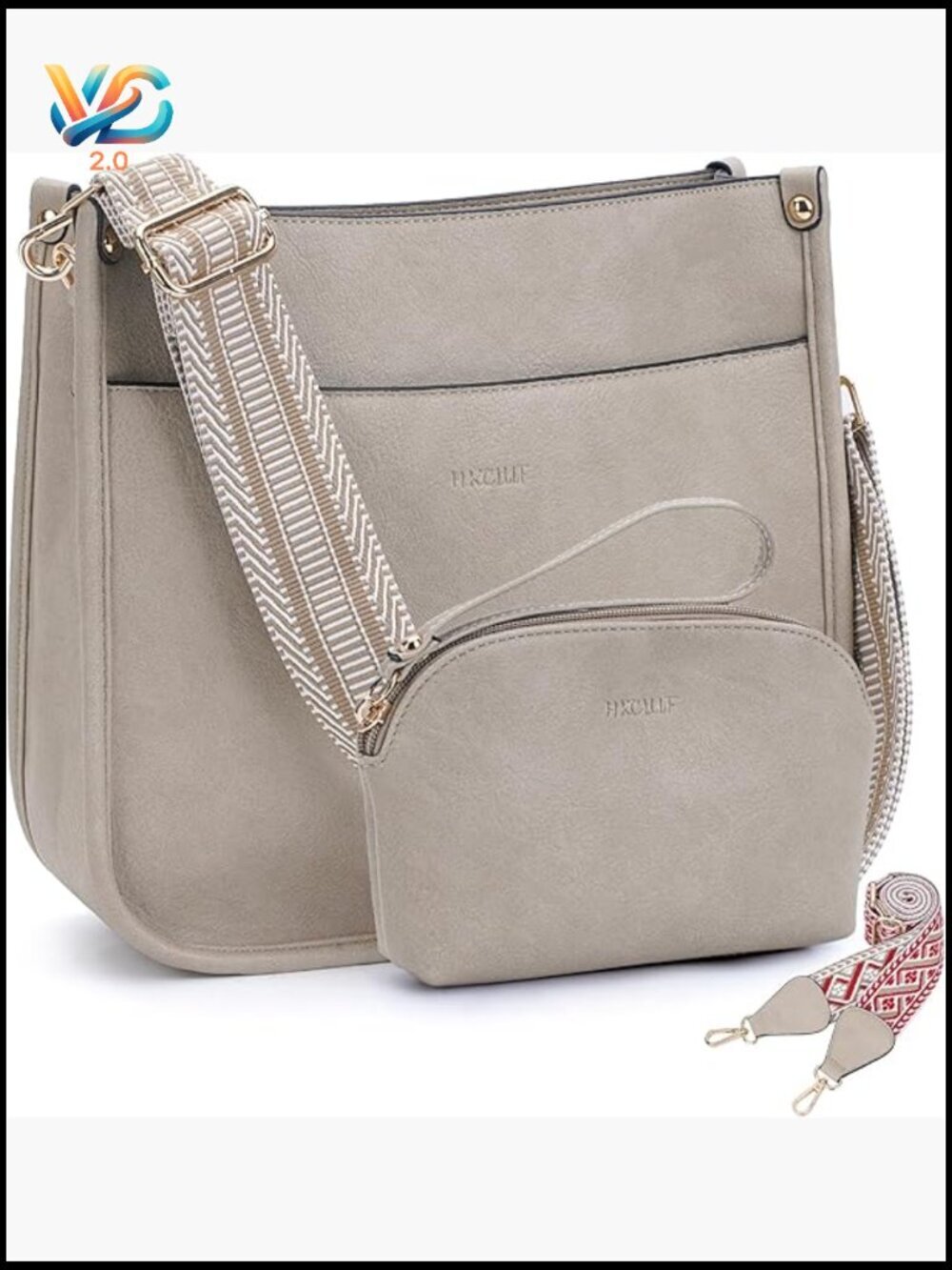 2PCS Crossbody Bag Set Hobo Handbag with Adjustable Straps